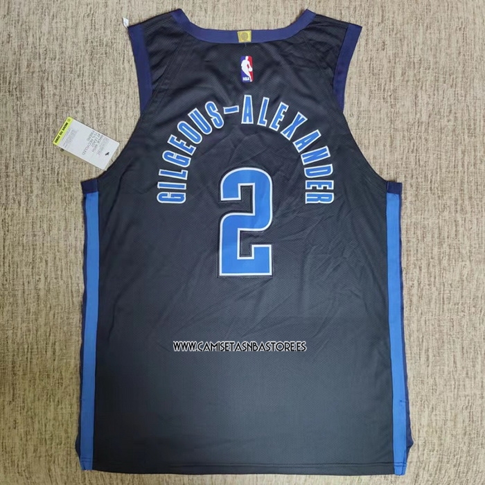 Shai Gilgeous-Alexander NO 2 Camiseta Oklahoma City Thunder Earned Autentico Negro